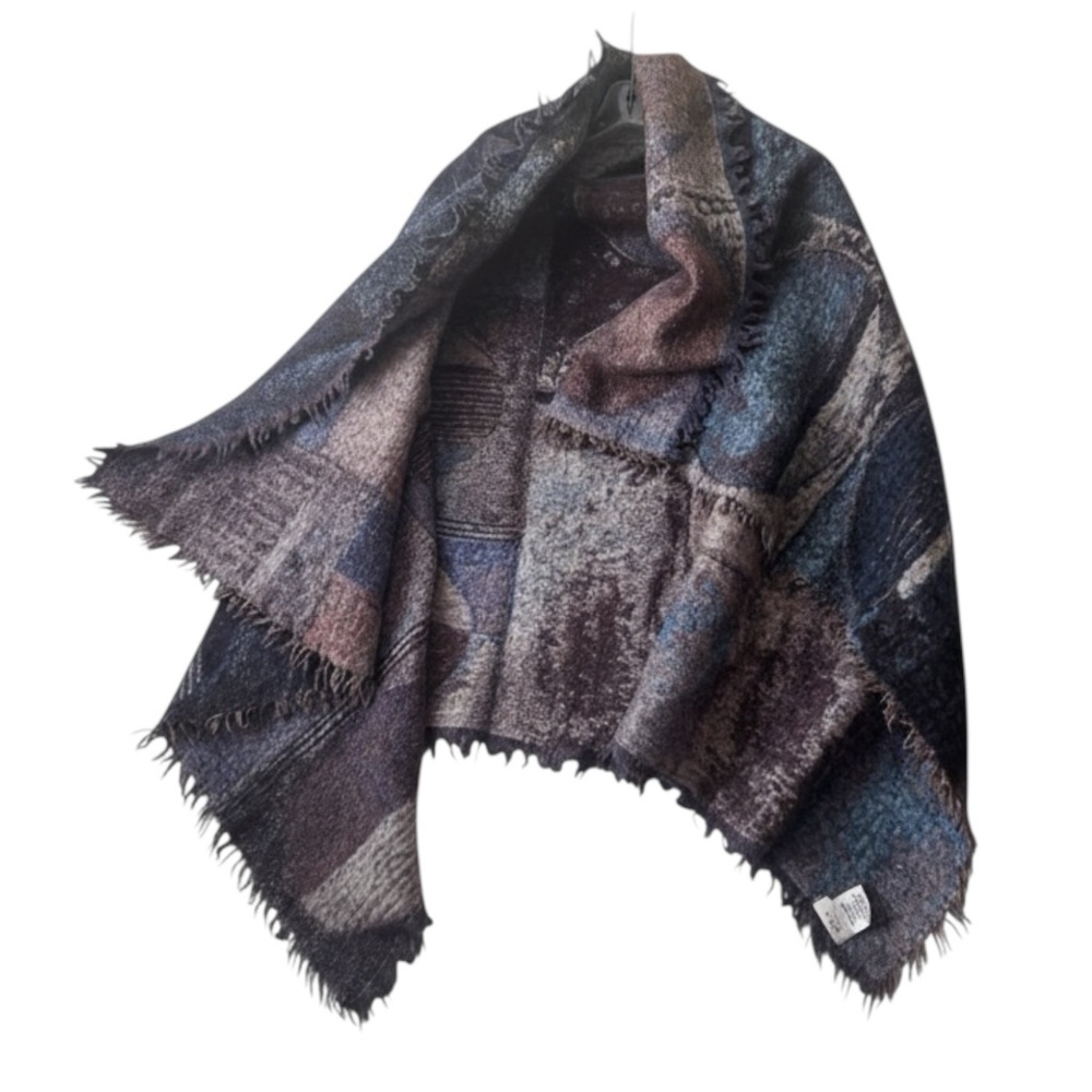 Aritzia Wilfred Blanket Wool Scarf Shawl Mosaic Shawl Wrap Boho Cozy Warm - Picture 3 of 16